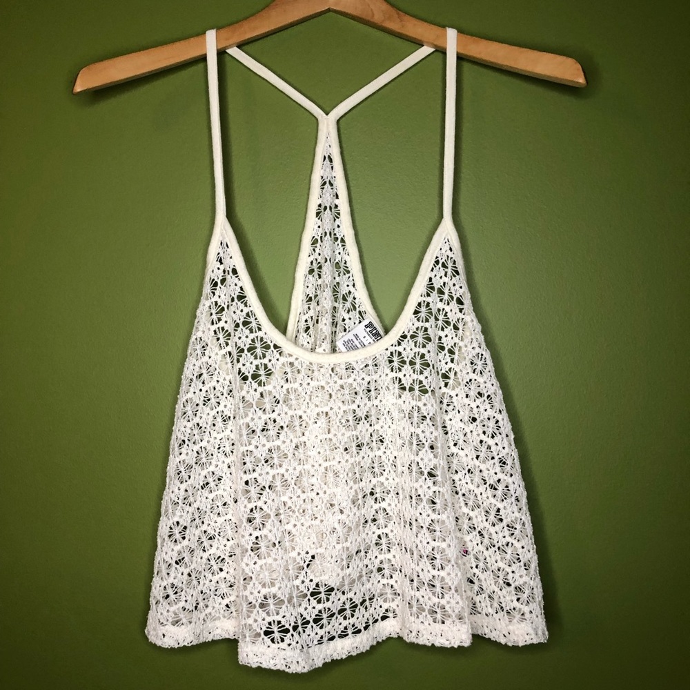 PINK Victoria’s Secret white lace crop top